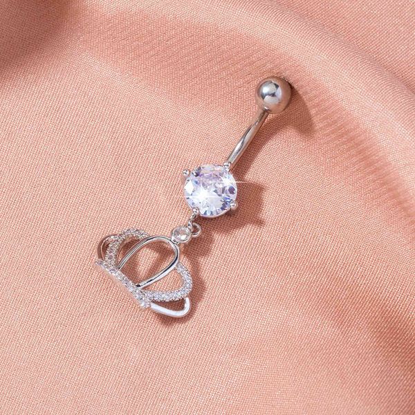 popular personalized stainless steel crown nail micro inlaid zircon navel ring female body piercing jewelry, Silver
popular personalized stainless steel crown nail micro inlaid zircon navel ring female body piercing jewelry, Silver