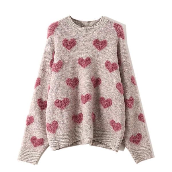 women's sweaters plus size women pullover sweater korean love peach heart loose knit oversized female womens jumper, White;black
women's sweaters plus size women pullover sweater korean love peach heart loose knit oversized female womens jumper, White;black