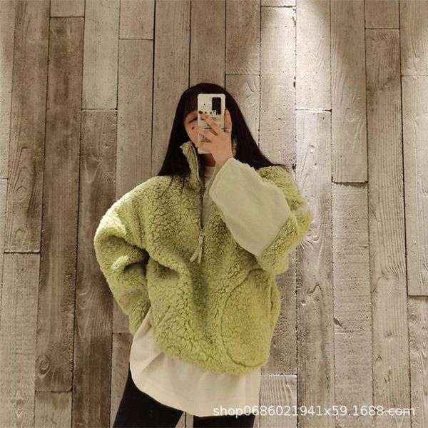 women's jackets 2021 autumn and winter jacket fashion half-high collar lamb velvet solid color loose long-sleeved women, Black;brown
women's jackets 2021 autumn and winter jacket fashion half-high collar lamb velvet solid color loose long-sleeved women, Black;brown