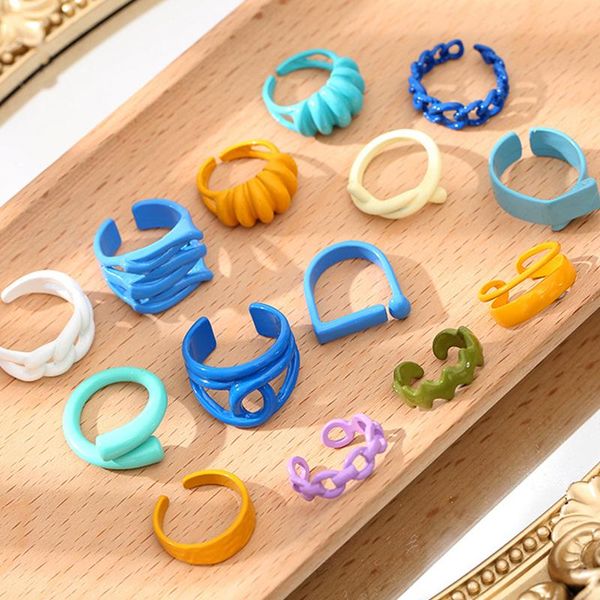 cluster rings 1pcs trendy hand-painted candy color dripping oil geometric chain for women multicolor irregular open jewelry, Golden;silver
cluster rings 1pcs trendy hand-painted candy color dripping oil geometric chain for women multicolor irregular open jewelry, Golden;silver