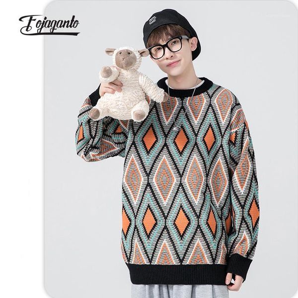 men's sweaters fojaganto autumn/winter sweater men loose diamond design color matching o-neck japanese fresh fashion, White;black
men's sweaters fojaganto autumn/winter sweater men loose diamond design color matching o-neck japanese fresh fashion, White;black