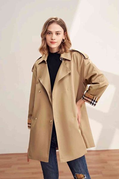 dust coat 2021 winter b house solid women's suit collar commuter british loose casual short windbreaker, Tan;black
dust coat 2021 winter b house solid women's suit collar commuter british loose casual short windbreaker, Tan;black