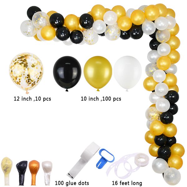 113pcs/set black gold latex balloons arch kit confetti latex ballon wedding birthday party garland baby shower backdrop decor
113pcs/set black gold latex balloons arch kit confetti latex ballon wedding birthday party garland baby shower backdrop decor
