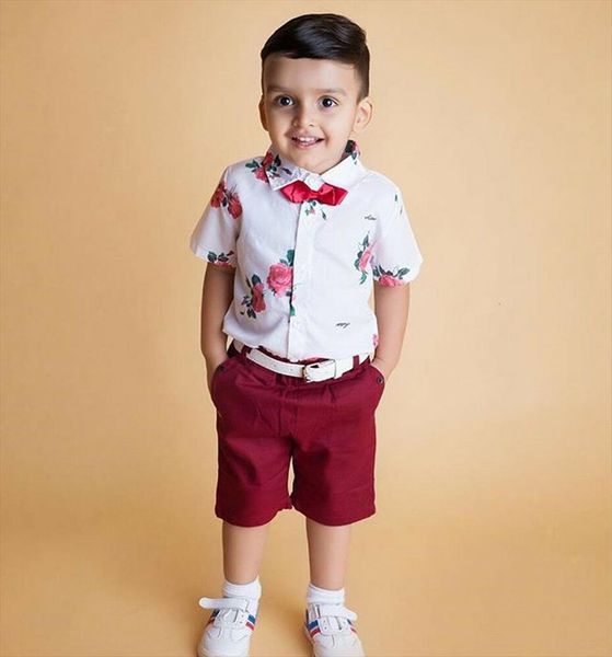 2pcs kids toddler baby boy tie short sleeve floral t shirt red shorts gentleman suits wedding party summer outfit, White
2pcs kids toddler baby boy tie short sleeve floral t shirt red shorts gentleman suits wedding party summer outfit, White