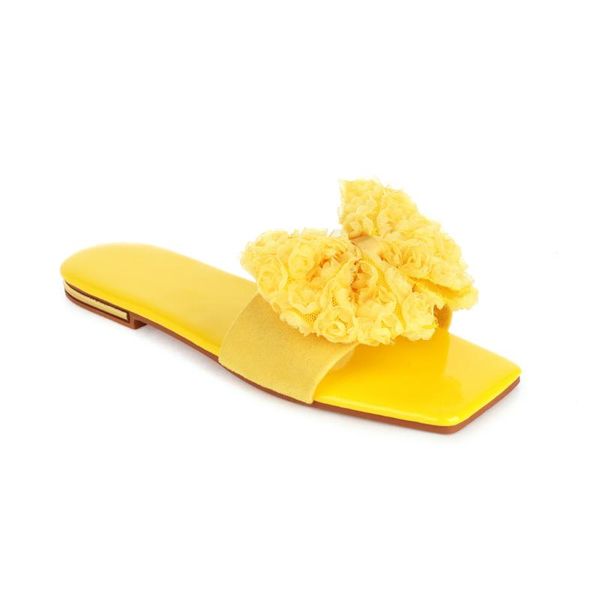 ladies summer outside modern slippers for women flat faux suede square peep toe yellow flower bow fashion, Black
ladies summer outside modern slippers for women flat faux suede square peep toe yellow flower bow fashion, Black
