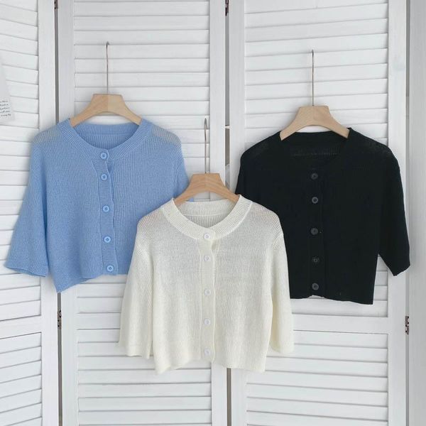 women's knits & tees singreiny women korean knitted cardigan single breasted o neck solid elastic slim summer fashion streetwear short, White
women's knits & tees singreiny women korean knitted cardigan single breasted o neck solid elastic slim summer fashion streetwear short, White