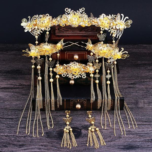 wedding jewelry sets vintage chinese bridal headdress hair set golden tassel sticks side combs hairpins accessories handmade, Slivery;golden
wedding jewelry sets vintage chinese bridal headdress hair set golden tassel sticks side combs hairpins accessories handmade, Slivery;golden