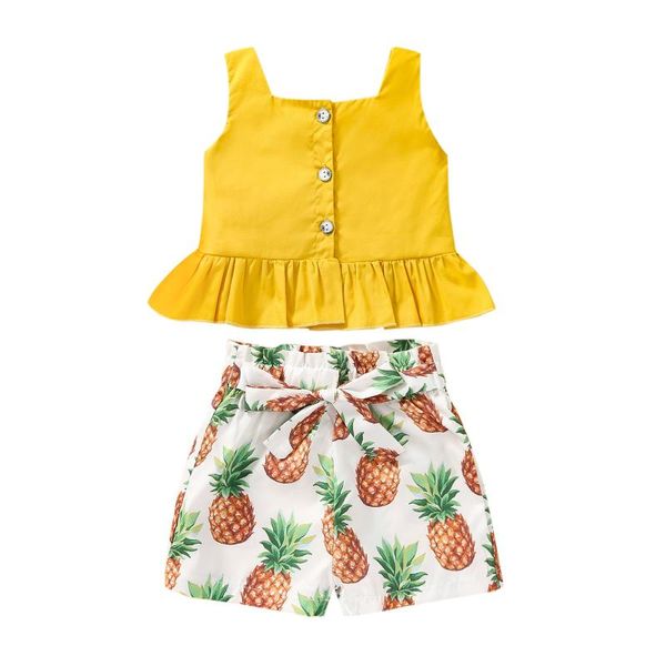 infants girls clothes set solid color sleeveless square collar +pineapple print short pants with waistband clothing sets, White
infants girls clothes set solid color sleeveless square collar +pineapple print short pants with waistband clothing sets, White