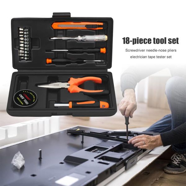 18pcs professional electricians hard plate tool kit multifunctional portable screwdrivers pliers tester knife set hand sets
18pcs professional electricians hard plate tool kit multifunctional portable screwdrivers pliers tester knife set hand sets