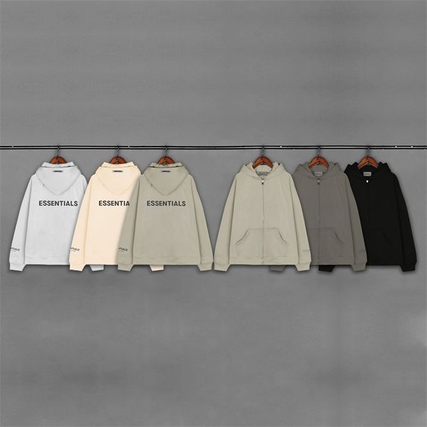 high street fog double line ess2020ss reflective printing press glue zipper cardigan men's and women's hooded sweater coat, Black
high street fog double line ess2020ss reflective printing press glue zipper cardigan men's and women's hooded sweater coat, Black