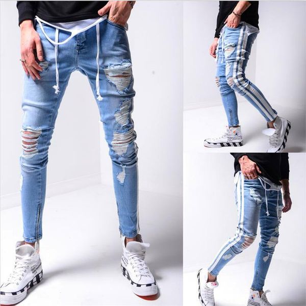 men's jeans man fashion ripped skinny slim fit hole pencil pants biker casual trousers streetwear 2021 denim clothing, Blue
men's jeans man fashion ripped skinny slim fit hole pencil pants biker casual trousers streetwear 2021 denim clothing, Blue