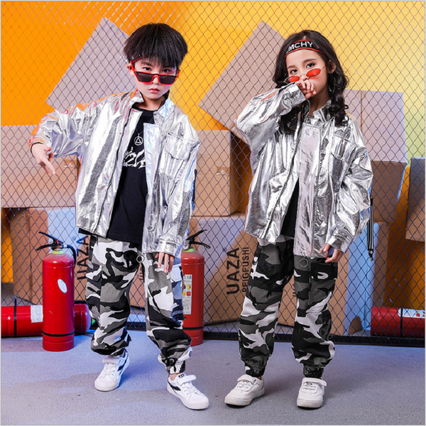 children clothes sets jazz dance costume hip-hop costume silver leather jacket pants for girls boys performance clothes, White
children clothes sets jazz dance costume hip-hop costume silver leather jacket pants for girls boys performance clothes, White
