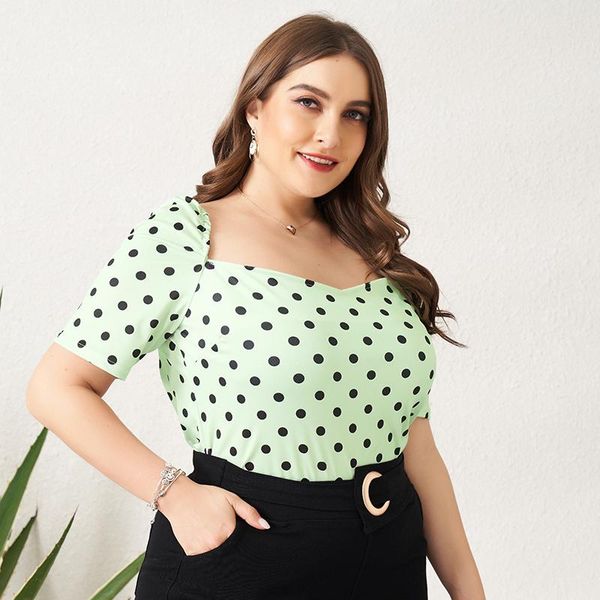 plus size t-shirt 2021 summer women's green retro square collar polka dot printing short sleeve stretch thin sweet kawaii, Black
plus size t-shirt 2021 summer women's green retro square collar polka dot printing short sleeve stretch thin sweet kawaii, Black