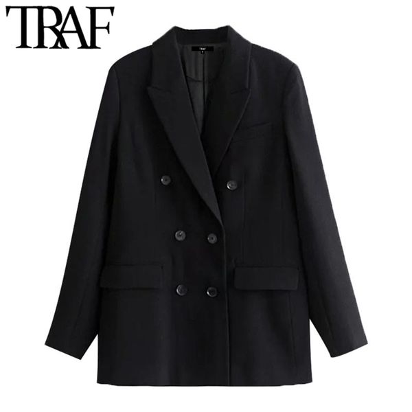 traf women fashion double breasted black blazer coat vintage long sleeve pockets female outerwear chic veste femme 211006, White;black
traf women fashion double breasted black blazer coat vintage long sleeve pockets female outerwear chic veste femme 211006, White;black