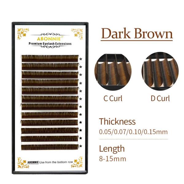 dark brown colorful individual mink eyelashes hand made lash extensions 8-15mm trays false