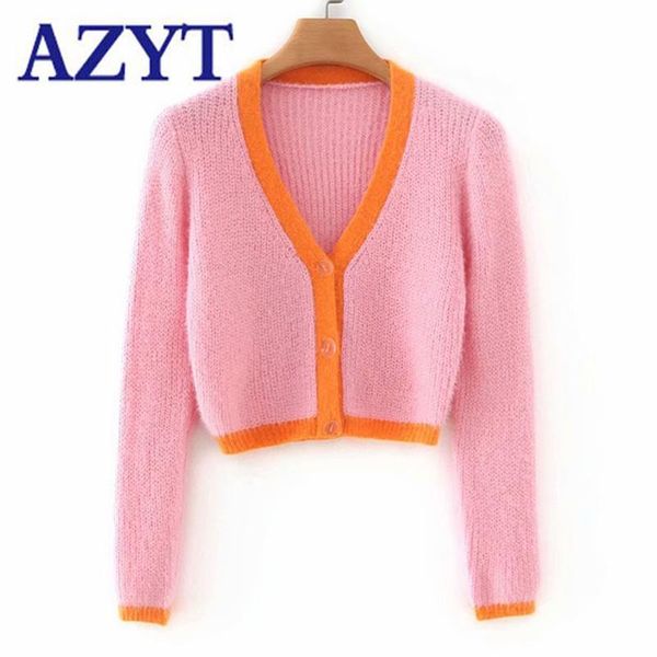 women's knits & tees azyt 2021 fashion panelled knitted cardigan female autumn loose long sleeve short sweater women casual knit crop, White
women's knits & tees azyt 2021 fashion panelled knitted cardigan female autumn loose long sleeve short sweater women casual knit crop, White