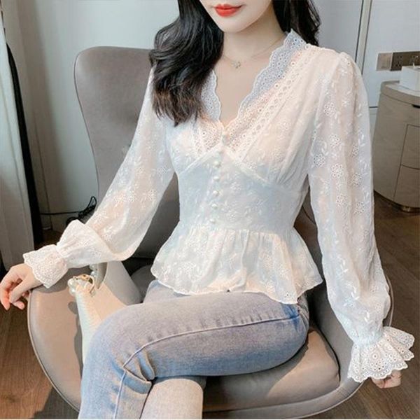 women's spring autumn style chiffon blouses shirts v-neck solid color long sleeve button lace slim sp697 &, White
women's spring autumn style chiffon blouses shirts v-neck solid color long sleeve button lace slim sp697 &, White