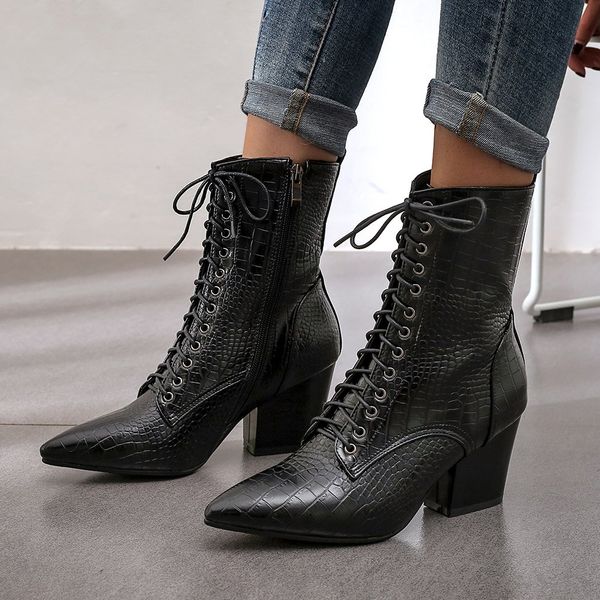 2021 karin new ladies high heels boots women pointed toe boots fashion lace up fretwork ankle shoes woman e9gl# 1, Black
2021 karin new ladies high heels boots women pointed toe boots fashion lace up fretwork ankle shoes woman e9gl# 1, Black