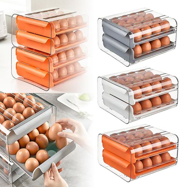 storage bottles & jars 32 grid drawer type egg holder double layer stackable box for fridge plastic transparent dumpling kitchen supplies
storage bottles & jars 32 grid drawer type egg holder double layer stackable box for fridge plastic transparent dumpling kitchen supplies