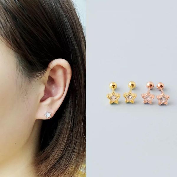 stud s925 sterling silver earring fashion personality zircon star screw ear bone nails wild female girl jewelry, Golden;silver
stud s925 sterling silver earring fashion personality zircon star screw ear bone nails wild female girl jewelry, Golden;silver