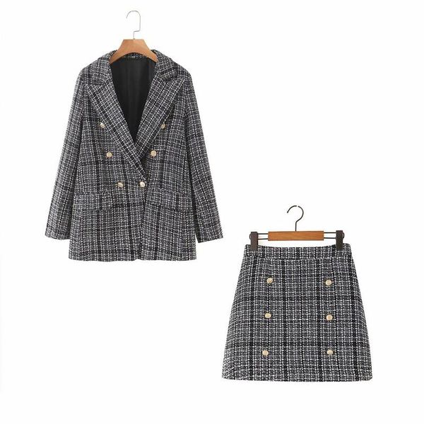 two piece dress 2021 spring summer women plaid skirts suits 2 pieces set twill double breasted blazers and mini skirt female elegant, White
two piece dress 2021 spring summer women plaid skirts suits 2 pieces set twill double breasted blazers and mini skirt female elegant, White