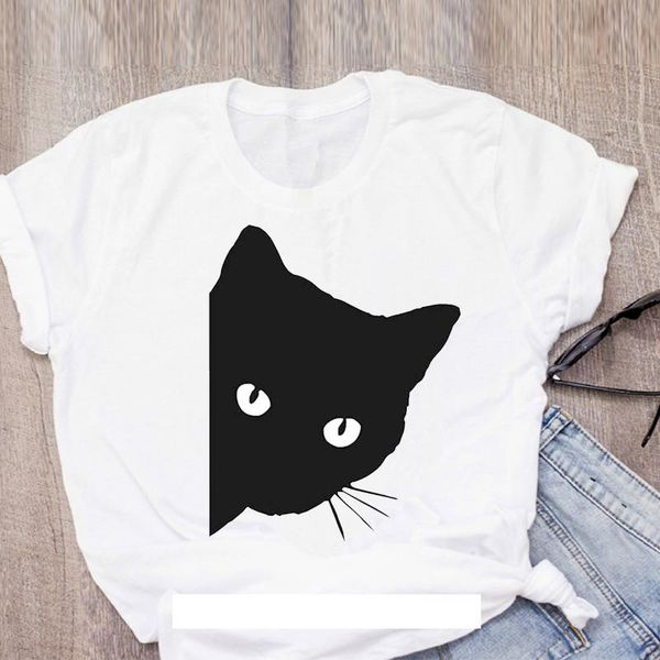 women's t-shirt woman summer fashion o-neck female tee ladies graphic cute black cat printed women tshirt short sleeve, White
women's t-shirt woman summer fashion o-neck female tee ladies graphic cute black cat printed women tshirt short sleeve, White