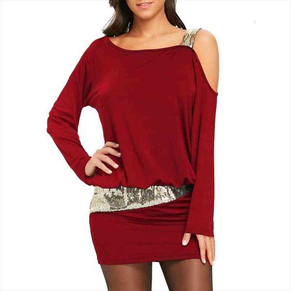 summer autumn women dress long sleeve one shoulder strap sequins stitching bud casual mini party, Black;gray
summer autumn women dress long sleeve one shoulder strap sequins stitching bud casual mini party, Black;gray