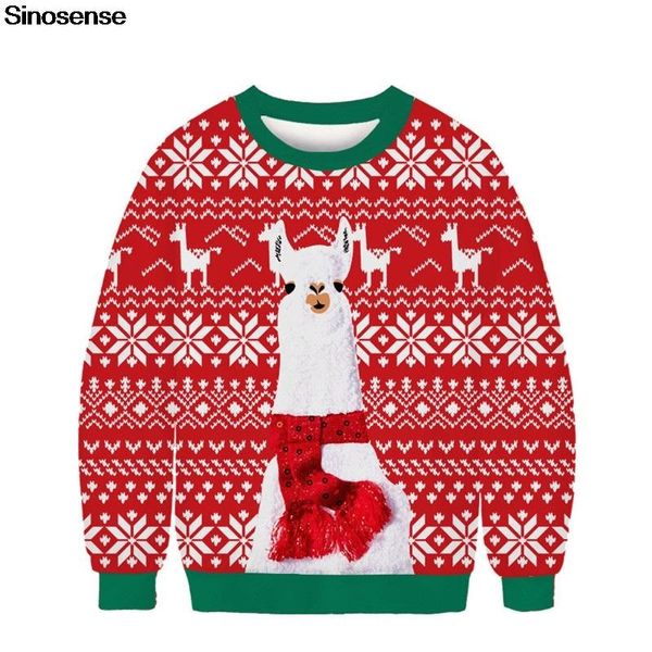 men's sweaters cute funny ugly christmas sweater 3d llama printed pullover sweatshirt for xmas holiday party men women, White;black 
men's sweaters cute funny ugly christmas sweater 3d llama printed pullover sweatshirt for xmas holiday party men women, White;black