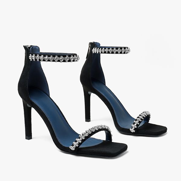 sandals summer square rhinestone one-word buckle sandals female stiletto open toe fairy all-match high heels, Black
sandals summer square rhinestone one-word buckle sandals female stiletto open toe fairy all-match high heels, Black