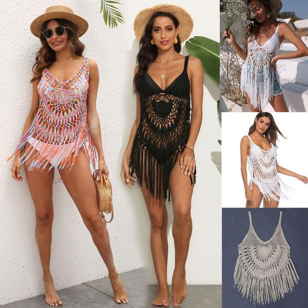 women's swimwear perspective pure hand hook tassel stitched beach bikini hoodie sling skirt, White;black
women's swimwear perspective pure hand hook tassel stitched beach bikini hoodie sling skirt, White;black