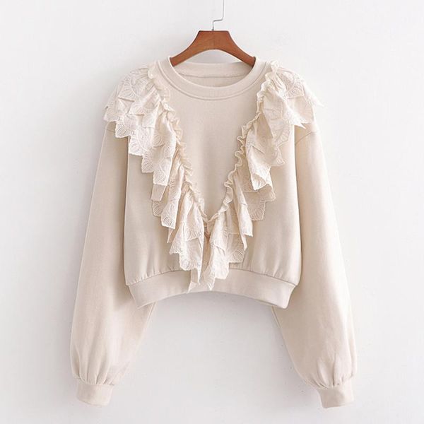 women's hoodies & sweatshirts solid color sweet multilayer ruffles o neck long sleeve sweatshirt jumpers, Black
women's hoodies & sweatshirts solid color sweet multilayer ruffles o neck long sleeve sweatshirt jumpers, Black