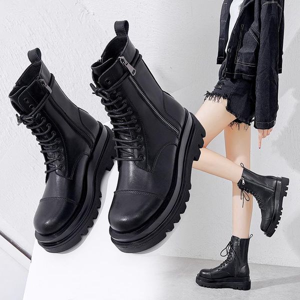 boots 2021 women's autumn winter locomotive flat bottomed versatile british high middle leather, Black
boots 2021 women's autumn winter locomotive flat bottomed versatile british high middle leather, Black