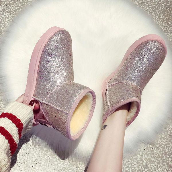 boots shoes woman winter sequined ankle flat women's snow thick short plus velvet padded waterproof luxury fashion, Black
boots shoes woman winter sequined ankle flat women's snow thick short plus velvet padded waterproof luxury fashion, Black