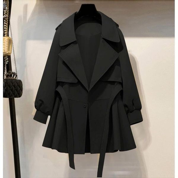 women's trench coats loose solid women autumn 2021 belt turn-down collar pleated elegant office lady outwear jackets, Tan;black
women's trench coats loose solid women autumn 2021 belt turn-down collar pleated elegant office lady outwear jackets, Tan;black