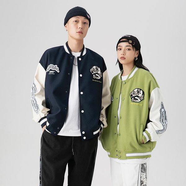 men's jackets korean style autumn men 2021 two-color baseball jacket lovers patchwork contrast color standing collar coat, Black;brown
men's jackets korean style autumn men 2021 two-color baseball jacket lovers patchwork contrast color standing collar coat, Black;brown