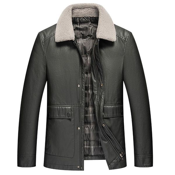 men's jackets 2136 fashion long leather jacket for middle-aged and young men thickened lamb fur collar down coat, Black;brown
men's jackets 2136 fashion long leather jacket for middle-aged and young men thickened lamb fur collar down coat, Black;brown
