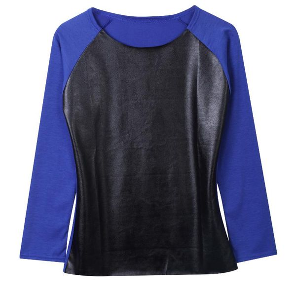women's t-shirt fashion womens long sleeve leather stitching sweatshirt casual slim loose shirts 3colors, White
women's t-shirt fashion womens long sleeve leather stitching sweatshirt casual slim loose shirts 3colors, White