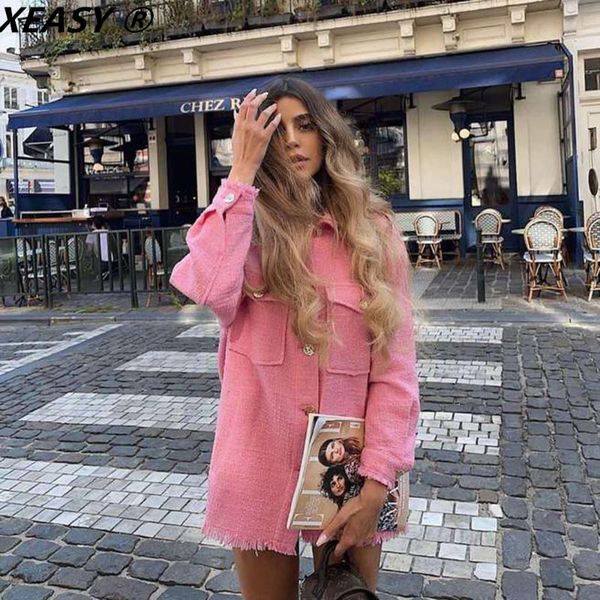 women's jackets xeasy 2021 women fashion pink textured shirt jacket vintage turndown collar long sleeve female streetwear casual outerw, Black;brown
women's jackets xeasy 2021 women fashion pink textured shirt jacket vintage turndown collar long sleeve female streetwear casual outerw, Black;brown
