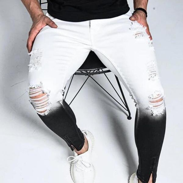 men's jeans 2021 fashion skinny stretch ripped male slim fit denim trousers streetwear gradient white black men 3xl, Blue
men's jeans 2021 fashion skinny stretch ripped male slim fit denim trousers streetwear gradient white black men 3xl, Blue