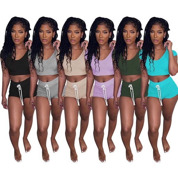 women's tracksuits rib solid color crop & drawstring shorts two piece sweatsuit set spring summer 2021 women fashion suit, Gray
women's tracksuits rib solid color crop & drawstring shorts two piece sweatsuit set spring summer 2021 women fashion suit, Gray