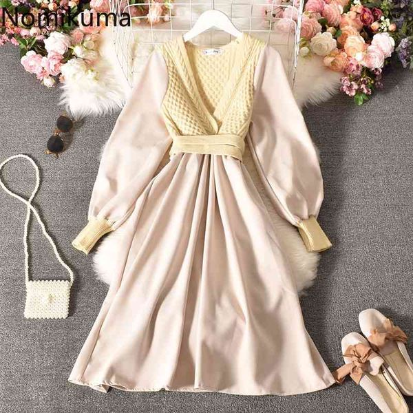 nomikuma women dress knitted twisted patchwork dresses long sleeve v-neck bandage slim waist elegant vestidos femme 6d988 210427, Black;gray
nomikuma women dress knitted twisted patchwork dresses long sleeve v-neck bandage slim waist elegant vestidos femme 6d988 210427, Black;gray