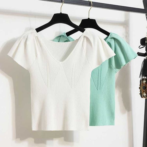 korean women v-neck knitted petal sleeve t-shirts crop girls knitting stretchy cropped sheath tee shirts female 210526, White
korean women v-neck knitted petal sleeve t-shirts crop girls knitting stretchy cropped sheath tee shirts female 210526, White