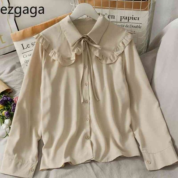 ezgaga collar blouse shirts women spring ruffles lace up all-match single breasted korean loose office lady shirts casual 210430, White
ezgaga collar blouse shirts women spring ruffles lace up all-match single breasted korean loose office lady shirts casual 210430, White