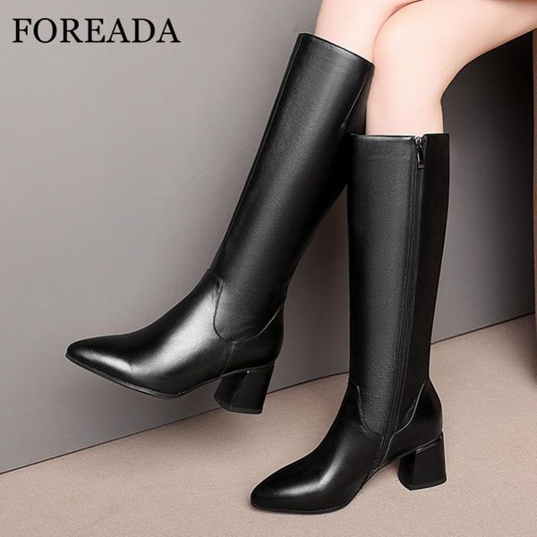 boots foreada real leather knee high pointed toe heel woman thick long zip female shoes autumn winter 45, Black
boots foreada real leather knee high pointed toe heel woman thick long zip female shoes autumn winter 45, Black