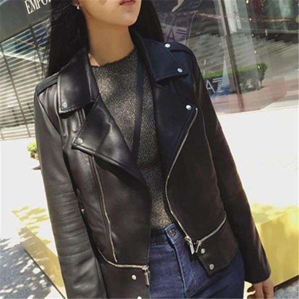women's leather & faux europe and america wild small jacket coats pu jackets female short paragraph spring autumn fashion lapel motorcy, Black
women's leather & faux europe and america wild small jacket coats pu jackets female short paragraph spring autumn fashion lapel motorcy, Black