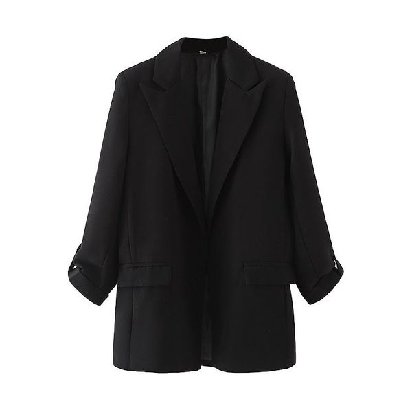 women's suits & blazers zxqj elegant women solid black fad ladies notched collar jacket causal female chic pocket cardigans, White;black
women's suits & blazers zxqj elegant women solid black fad ladies notched collar jacket causal female chic pocket cardigans, White;black