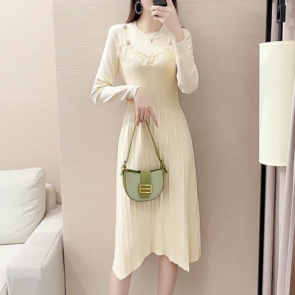 ladies sweater dress elegant warm a-line full sleeve slim waist women knitted lace patchwork vestidos autumn winter casual dresses, Black;gray
ladies sweater dress elegant warm a-line full sleeve slim waist women knitted lace patchwork vestidos autumn winter casual dresses, Black;gray