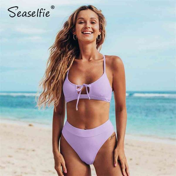 seaselfie solid purple lace up high waist bikini sets women cut two pieces swimsuits girls swimming suit swimwear 210712, White;black
seaselfie solid purple lace up high waist bikini sets women cut two pieces swimsuits girls swimming suit swimwear 210712, White;black