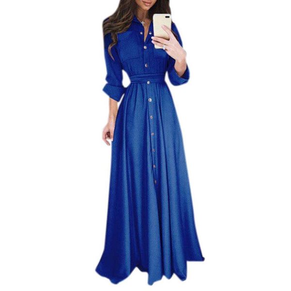 casual dresses 2021 plus size women chiffon long shirt dress solid sleeves button belted boho maxi a-line gowns vestidos, Black;gray
casual dresses 2021 plus size women chiffon long shirt dress solid sleeves button belted boho maxi a-line gowns vestidos, Black;gray
