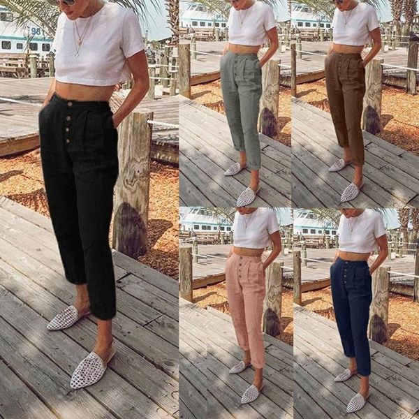 women harem pants casual high waist elastic button pocket work trousers ankle-length long women's & capris, Black;white
women harem pants casual high waist elastic button pocket work trousers ankle-length long women's & capris, Black;white